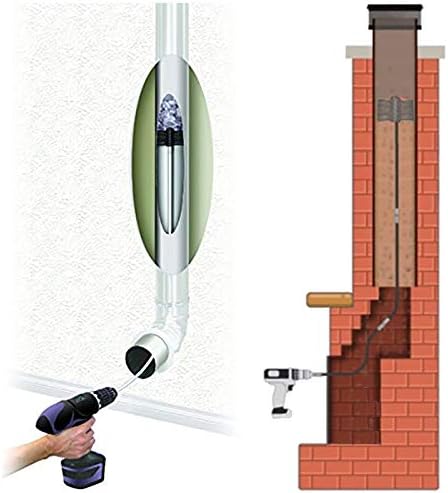 Chimney Cleaning Brush Dryer Duct Cleaner 2-in-1 Kit Fireplace Drier Vent Lint Sweeping Tools 18’ Flexible Rods Rotary System Working with or Without Drill