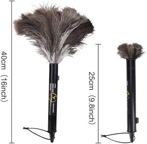 Aldwin Ostrich Feather Duster Retractable 2 Pack,16 inch Genuine Fluffy Natural Handheld Feather Dusters for Cleaning Supplies, Washable,Car, Office, Desk