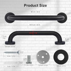 supregear Grab Bars for Bathtubs and Showers 2 Pack, 32 Inch Shower Grab Handrail for Seniors, Black Stainless Steel Safety Wall Handle for Elderly and Handicap