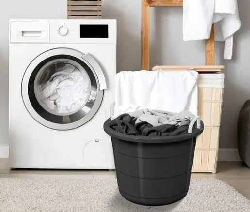 2-Pack Flexible 17-Gallon Plastic Storage Tub with Rope Handles, Multi-Purpose Utility Bucket, Black