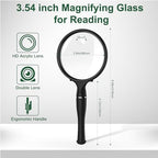 10X 30X Magnifying Glass, Handheld Reading Magnifier, 90MM Anti-Glare Acrylic Lens for Seniors Reading Newspaper, Books, Small Print, Nature Exploration, Hobby Observation