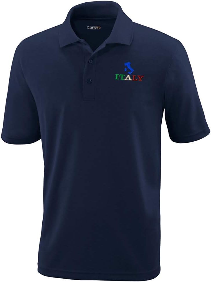 Custom Performance Golf Tees Italy Flag Italian Map Embroidery Polyester Short Sleeves Polo Shirts for Men Navy Design Only Large