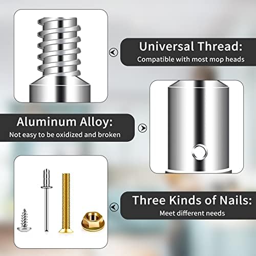 Thread Tip Replacement,Ultra Threaded Tip Repair Kit 0.8 Inch Extension Pole Adapter Tips Metal Threaded Handle Tips for Mop Broom Brush (0.8 Inch-2PCS)