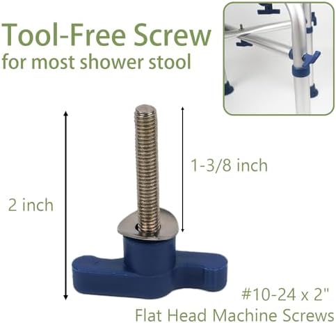 Screws for Shower Stool #10-24 x 2 (9 Pack) Stainless Flat Head Screws Accessory - Universal Fit Shower Chair Tool-Free Replacement, 9 Counts