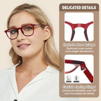 JiSoo Reading Glasses Women 2.0 Stylish Designer Readers 2.0, Womens Reading Glasses 2.0+ with Spring Hinge, Red