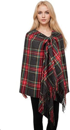Achillea Oversized Scottish Tartan Plaid Shawl Wrap – Soft Cashmere Feel Winter Scarf, 80" x 30"