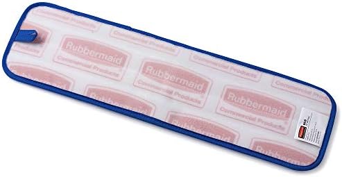 Rubbermaid Commercial Products Mop Head for Microfiber Damp Mop, 18-Inch, Blue, Heavy-Duty Single Sided Cleaning Cloth for Hardwood/Tile/Laminated Floors in Kitchen/Lobby/Office