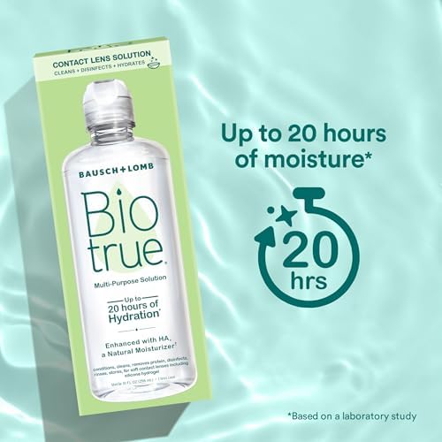 Biotrue Contact Solution, Multi-Purpose Solution with Lens Case, Cleans, Conditions, Hydrates, Disinfects, Removes Protein, Dirt & Debris, Contact Lens Cleaner & Storage, 2 Fl Oz (Pack of 1)