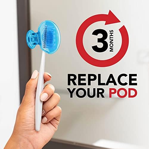 Steripod Clip-On Toothbrush Protector, Keeps Fresh and Clean, Fits Most Manual and Electric Toothbrushes, Pink and Blue, 2 Count (Pack of 1)