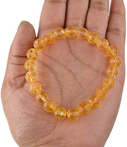 Aleafa Armlet Presents Natural AAA Citrine Bracelet Crystal Stone 8 Mm Diamond Cut Bead Bracelet for Reiki and Crystal Stones (Color : Yellow) #Aport-4553