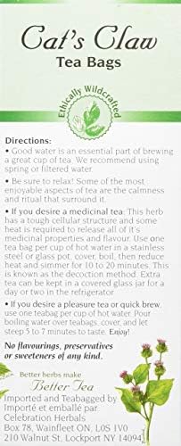 Celebration Herbals Cats Claw Inner Bark, 24 Herbal Tea Bags