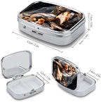 Round Pill Box Bread in Bakery Pill Case for Purse & Pocket 2 Compartment Medicine Pill Organizer Portable Travel Pillbox Medicine Vitamin Cod Liver Oil Storage Box