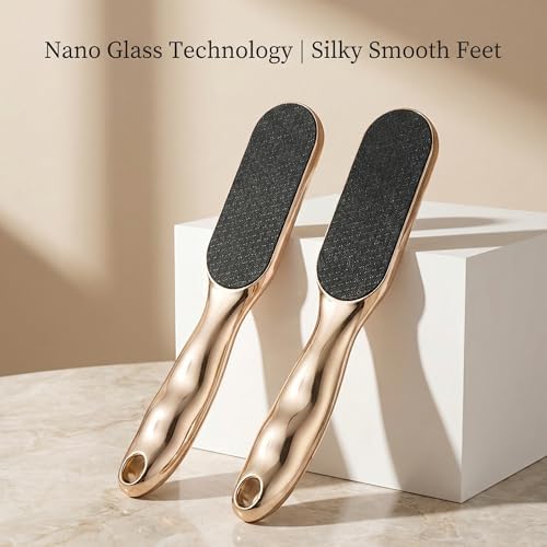 Foot Callus Remover, 2Pcs Nano Glass Scrubber Dead Skin Removal Professional Ergonomic Handle Feet Pedicure Tool, Portable Foot Exfoliator for Dry Cracked Heels Skin Care At Home Spa