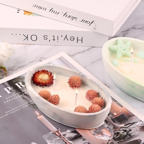 Actvty Candle Vessel Silicone Mold, 2 Pieces Oval Bowl Resin Container Molds, Candle Boat Storage Tray Mold for Epoxy Resin Craft Mold DIY Jewelry Trinket Tray Home Decor