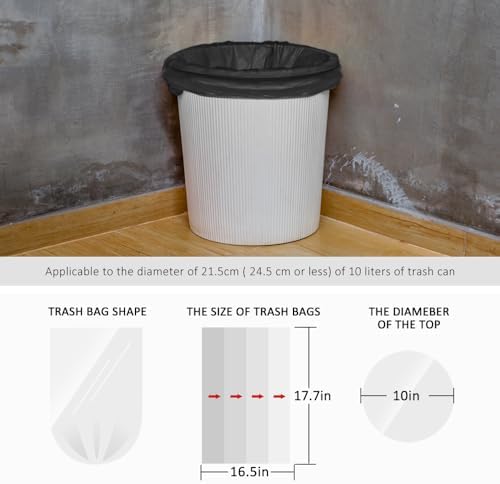 2 Gallon 180 Counts Small Strong Black Trash Bags Garbage Bags by Teivio,Small Waste Basket Liner, Bathroom Trash Can Bin Liners, Plastic Bags for home office kitchen,Black