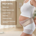 Maternity Belly Band, Pregnancy Support Belt with Adjustable Compression Wrap, Soft & Breathable Belly Bands for Pregnant Women and Pain Relief for Back, Pelvis (Beige)