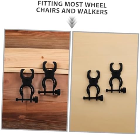 10pcs Cane Holder and Walking Stick Holder Clip for Walker Wheelchair Electric Scooter, Black Crutch Storage Rack Bike Light Mount, Mobility Aid Accessories for Elderly