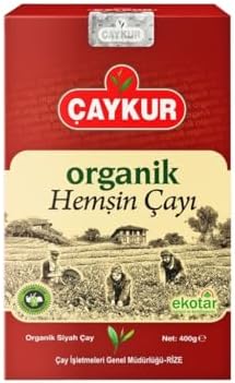 ÇAYKUR Organic Hemsin Black Tea, Premium Certified Turkish Loose Leaf Tea, Natural, Additive-Free, Grown in the Hemsin Organic Farming Basin 400gr / 14.1 oz