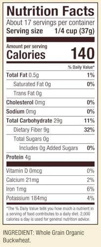 Bob's Red Mill Organic Buckwheat Flour, 22oz (Pack of 4) - Non GMO, Whole Grain, Vegan, Kosher