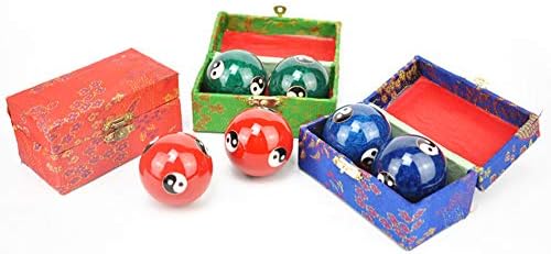 2Pcs Chinese Health Exercise Stress Baoding Balls, Meditation Massage Handball with Box, Hand Exercise Ball for Men Women Hand Exercises and Stress Relief(Color:Green Dragon and Phoenix)
