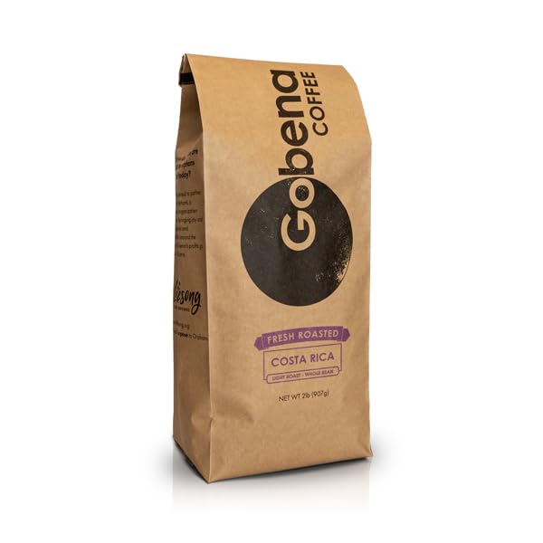 Gobena Coffee 2lb Costa Rica Tarrazu Whole Bean Light Roast, 32 oz, Bulk Coffee, 100% Arabica
