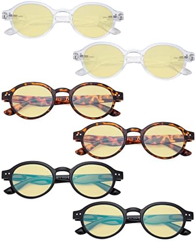 Eyekepper 6 Pairs Blue Light Blocking Readers Oval Computer Glasses Yellow Tinted