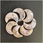 Natural Crystal Rough Natural Cherry Blossom Agate Moon-Shaped Crystal Flower Agate Quartz Gemstone Healing Stone Mineral Ornaments(1pcs)