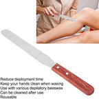 Non-Stick Wax Spatulas, Metal Wax Spatulas, Straight Stainless Steel Body Waxing Stick with Wooden Handle for Hair Removal