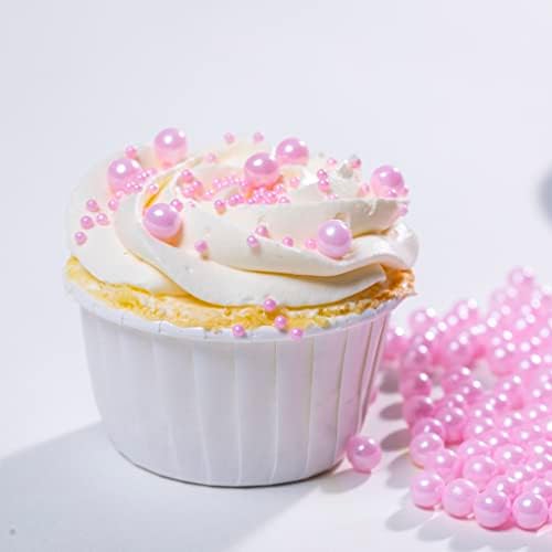 Pink Sprinkles Edible Pearls,Cake Sprinkles 130g 4.6OZ,Cookie Sprinkles,Sugar Pearl, Edible Candy Pearls for Cake Cupcake Decorationg (7mm-pink)
