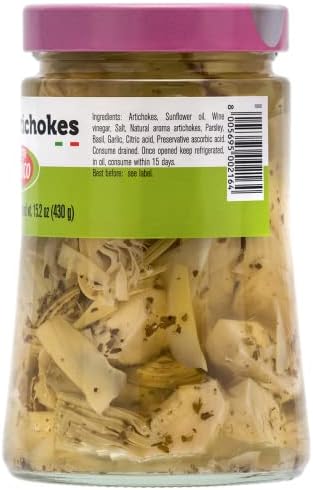 FRATELLI D'AMICO - Rustic Sliced Artichokes in Oil, Premium Quality, Chef Selected, Large Jar : 24.7oz (700 g), Antipasto, Non GMO Italian Premium Brand, Product of Italy