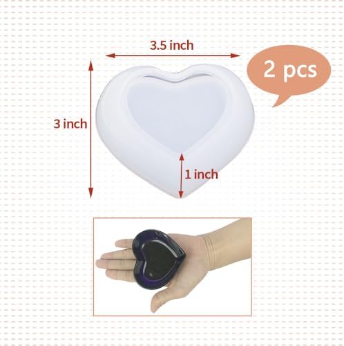 BIGEBO 2 PCS Heart Shape Dish Resin Molds, Heart Shape Plate Resin Molds for Tray Bowl Cute Decorative Dish Containers Epoxy Casting Mold for Storage Small 3.3 * 2.6 * 1 inch