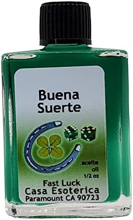 Fast Luck Oil (Buena Suerte Aceite) Spiritual Anointing Oil by CASA ESOTERICA MAGICK SPACE - Good Fortune - Attract Abundance, Success & Opportunities-0.5 FL OZ (1 Pack)