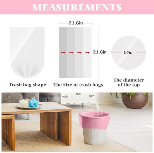 Teivio Colorful Clear Trash Bags 5 Gallon 100 Counts Garbage Bags, Bathroom Trash Can Bin Liners, Small Plastic Bags for home office kitchen, fit 15-18 Liter, 3,3.5,4.5 Gal,Multicolor