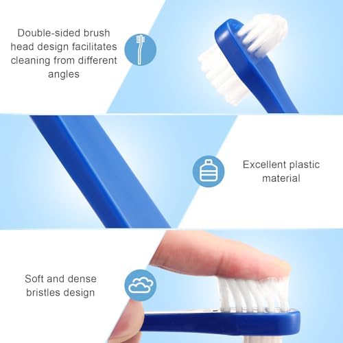 Qinyoung 50 Pcs Denture Brush Individually Dual Headed Firm Hard Bristle Toothbrush Denture Cleaner Brush for Cleaning Dentures, Retainers, False Teeth, Braces