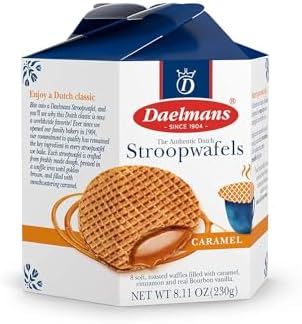 DAELMANS Caramel Stroopwafels - Authentic Soft Toasted Dutch Waffles, Cinnamon, Bourbon Vanilla, Certified Kosher Dairy - 8.11 Ounce (Pack of 1)