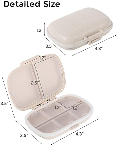 MEACOLIA 3 Pack 8 Compartments Travel Pill Organizer, Daily Pill Case Small Pill Box for Pocket Purse, Portable Pill Container Medicine Vitamin Organizer (Blue, Green, Khaki)