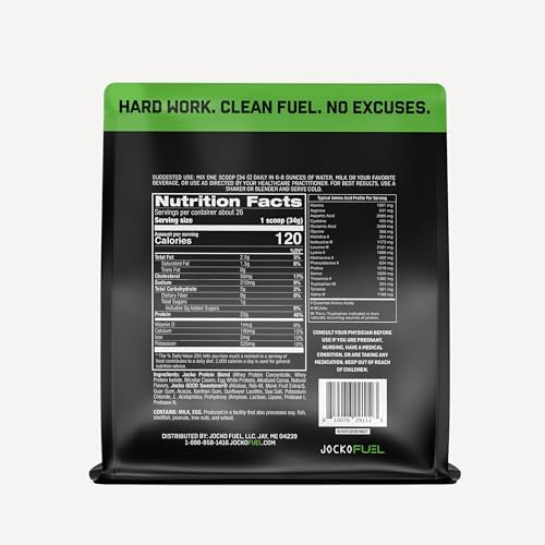 Jocko Fuel Whey Protein Powder, Mint Chocolate, 22g Protein, Digestive Enzymes + Probiotic Blend, No Sugar Added, with Essential Amino Acids + Electrolyte Minerals, 26 Servings