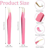 2pcs Lash Cluster Tweezers for Eyelash Extensions Straight and Curved Volume Lash Tweezers Set Lashes Cluster Tweezer for Volume Lashes Extensions, Crafting, Girls Women Beginners