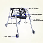 Folding Walker for Kids with Wheels, Aluminum Alloy Height Adjustable Height, Lightweight Posterior Rollator Walker for Disabled Injured Rehabilitation Training (S-H19-H25.3)