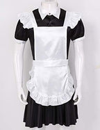YiZYiF Adult Men's Frilly Satin French Maid Uniform Crossdressing Lingerie Outfit Set
