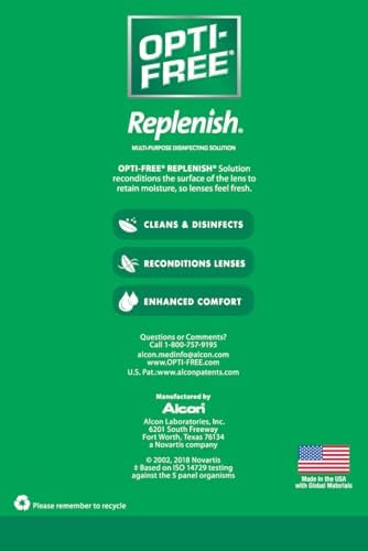 Opti-Free Replenish Multi-Purpose Contact Lens Cleaning and Disinfecting Solution with Lens Case, 10 FL OZ (Pack of 2)