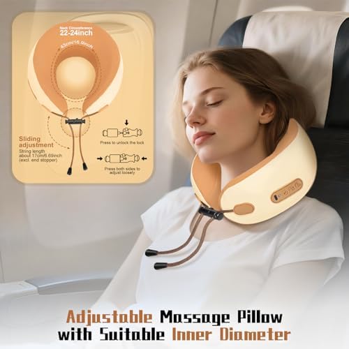 Neck Massager Pillow with Heating,Portable Heated Kneading Massage Cushion Pillow,Cordless Shiatsu Neck Massager,for Neck Pain Relief,for Home,Airplane,Car,Office,Travel