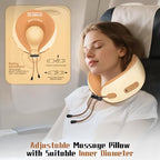 Neck Massager Pillow with Heating,Portable Heated Kneading Massage Cushion Pillow,Cordless Shiatsu Neck Massager,for Neck Pain Relief,for Home,Airplane,Car,Office,Travel