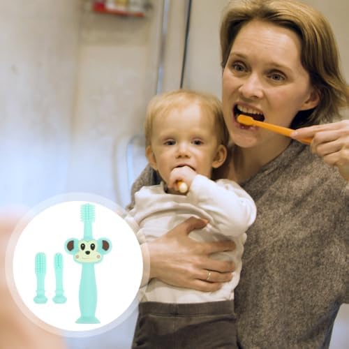 FOMIYES Baby Toothbrush - Soft Silicone Infant Toothbrush for Gentle Gums Care & Teething Relief Ergonomic Design Compact Size Green Color