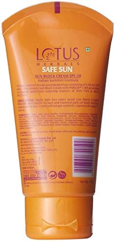 (Pack Of 2) Lotus Herbals Safe Sun Block Cream Indian Summer Formula Pa++ Uva Spf 30 Uvb 50G New Best