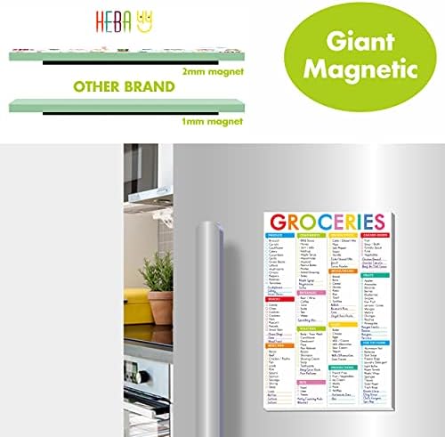 Hebayy 90 Sheets Fastcheck Grocery List Magnet Pad, 110 Printed Common Food for Fridge and Blank Grocery Shopping Spaces for Home. Size 6”x 9”
