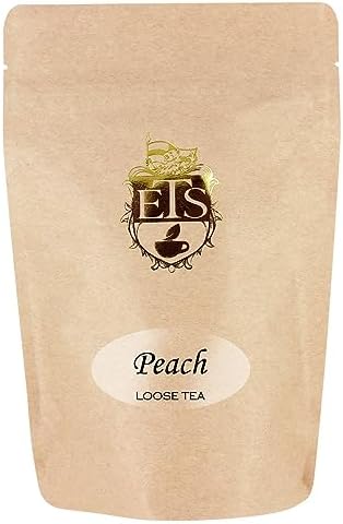 Peach Flavored Black Tea Pouches - 4oz | Loose Leaf Ceylon Tea Blend with Sweet Peach Aroma | Enjoy Hot or Iced | Premium Loose Leaf Black Tea for Refreshing Tea Time and Entertaining