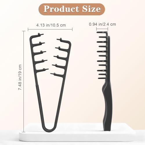 2 Pcs Texture Comb, Voluminous Wide-Toothed Hair Comb, Apparatus Maximum Lift Roots Volume Tool, Barber Wide Fine-Toothed Dual-Purpose Set, ABS Plastic with Textured Grip Tool for Men (Black+Grey)