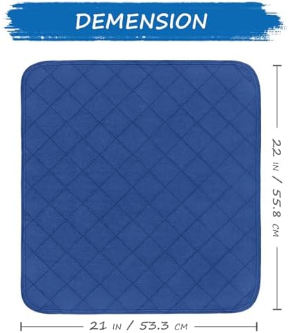 Waterproof Chair Pads for Incontinence Washable, 22" x 21" Under Pads for Adults Washable, 2 Pack Incontinence Chair Pads, Wheelchair Reusable Seat Pads Cover for Men, Women, Adults, Navy