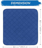 Waterproof Chair Pads for Incontinence Washable, 22" x 21" Under Pads for Adults Washable, 2 Pack Incontinence Chair Pads, Wheelchair Reusable Seat Pads Cover for Men, Women, Adults, Navy
